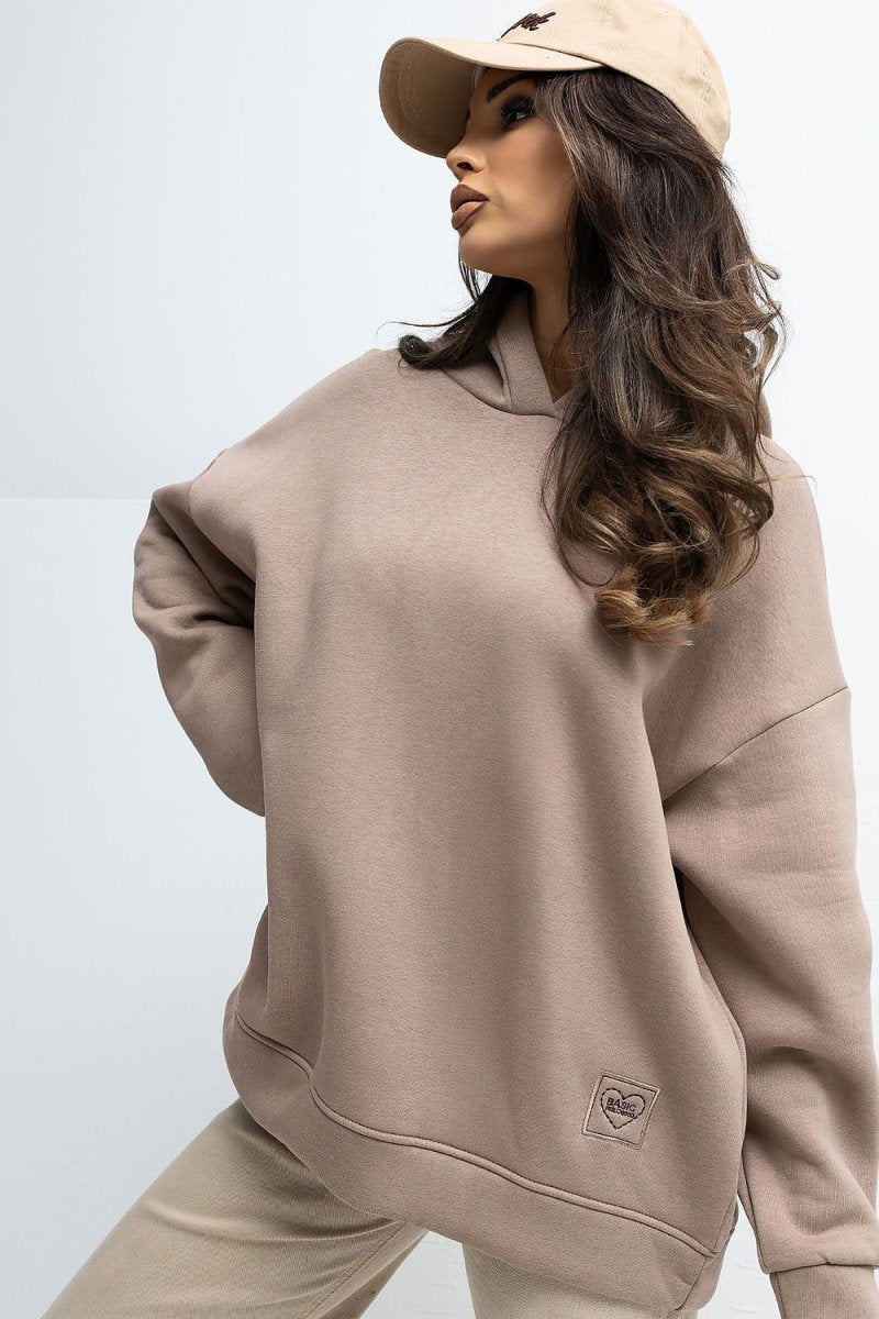 Casual Cotton Blend Hooded Sweatshirt - 