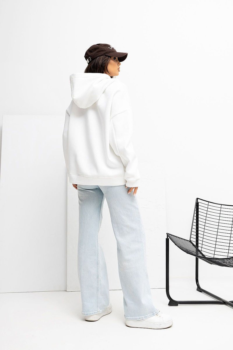 Casual Cotton Blend Hooded Sweatshirt - 