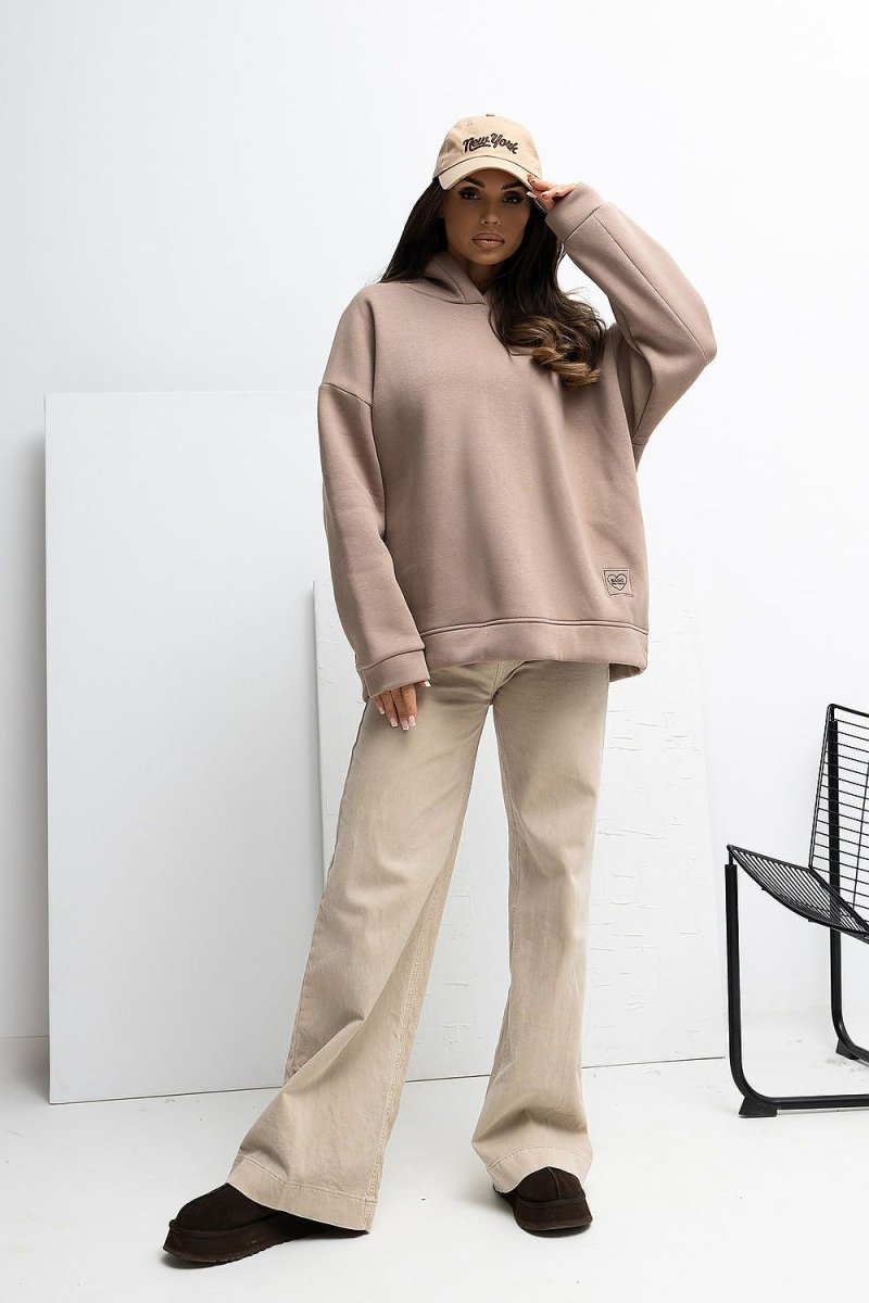 Casual Cotton Blend Hooded Sweatshirt - 