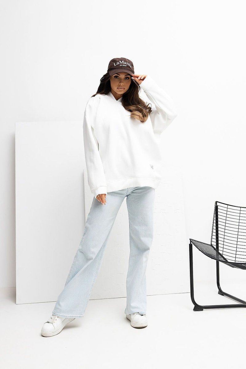 Casual Cotton Blend Hooded Sweatshirt - 
