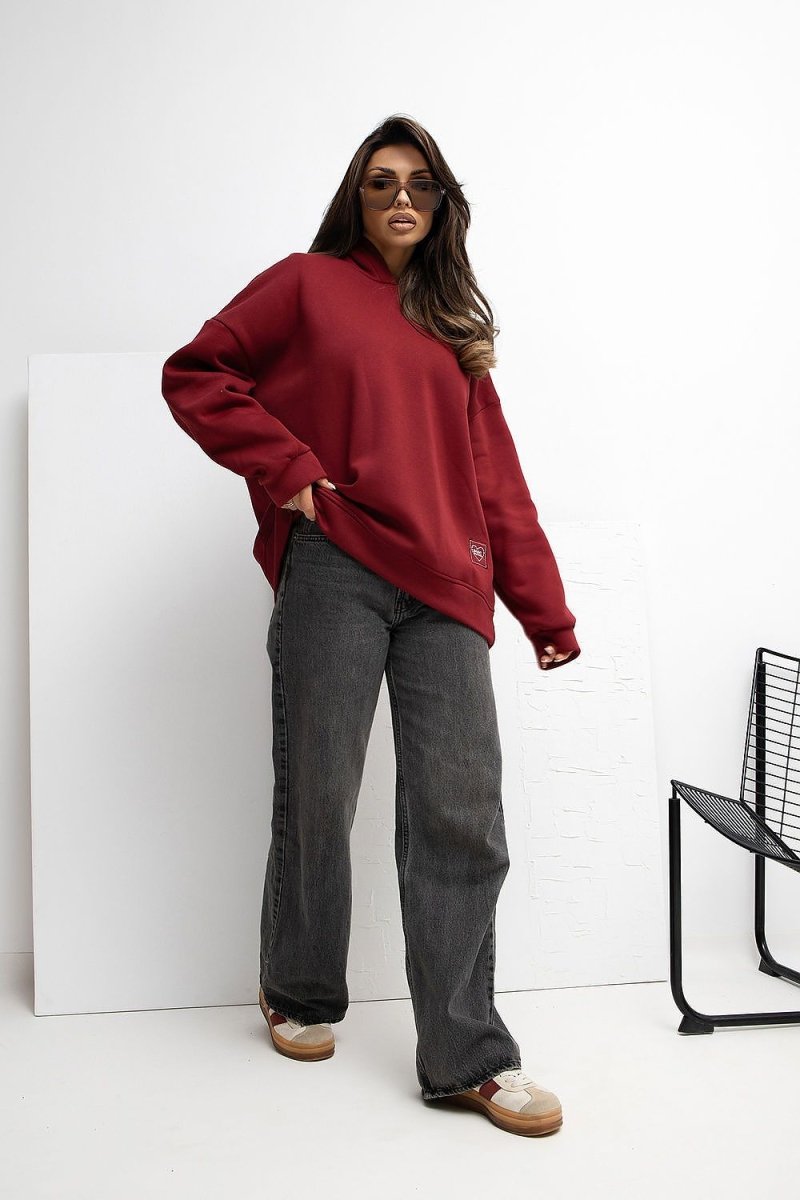 Casual Cotton Blend Hooded Sweatshirt - 