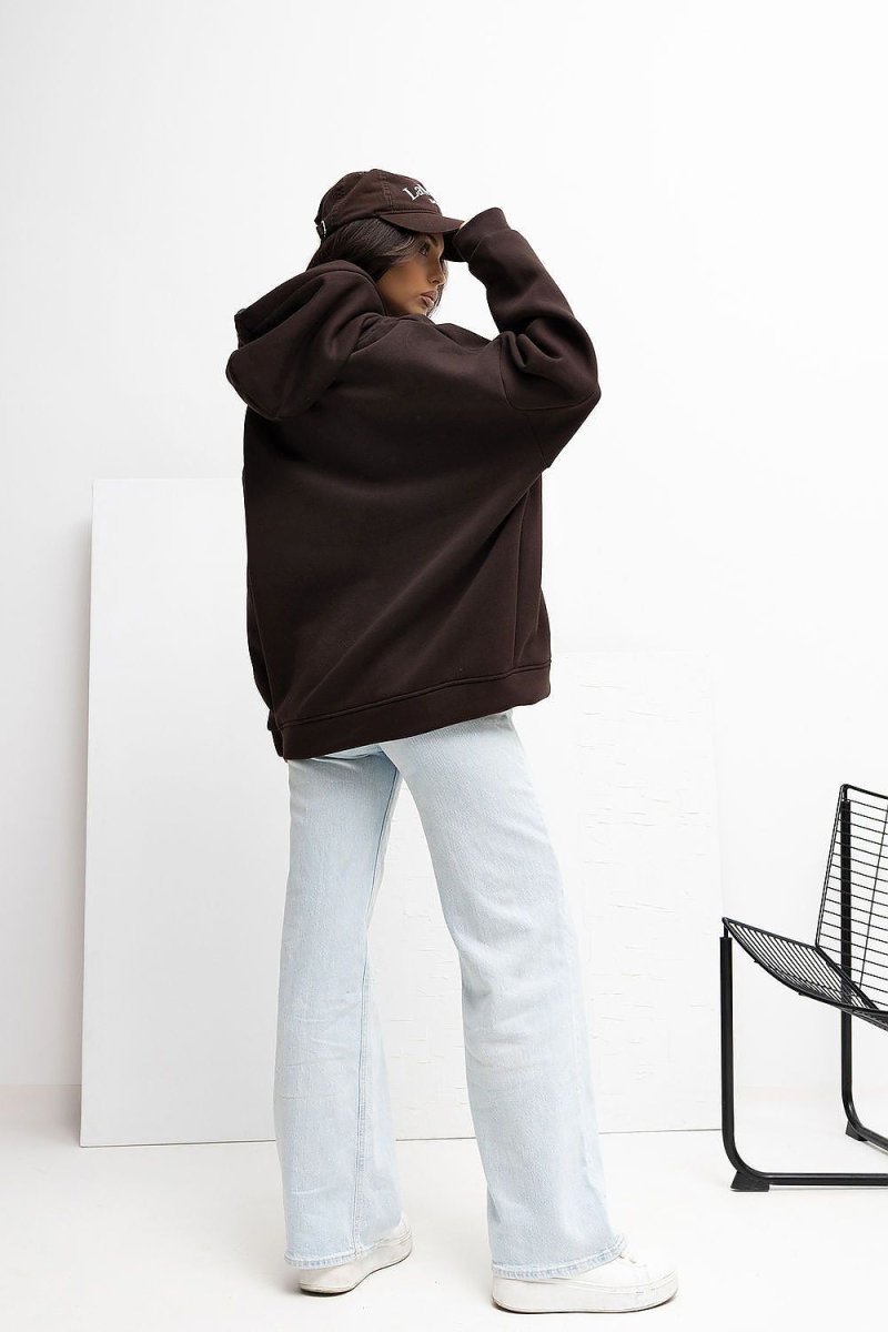 Casual Cotton Blend Hooded Sweatshirt - 