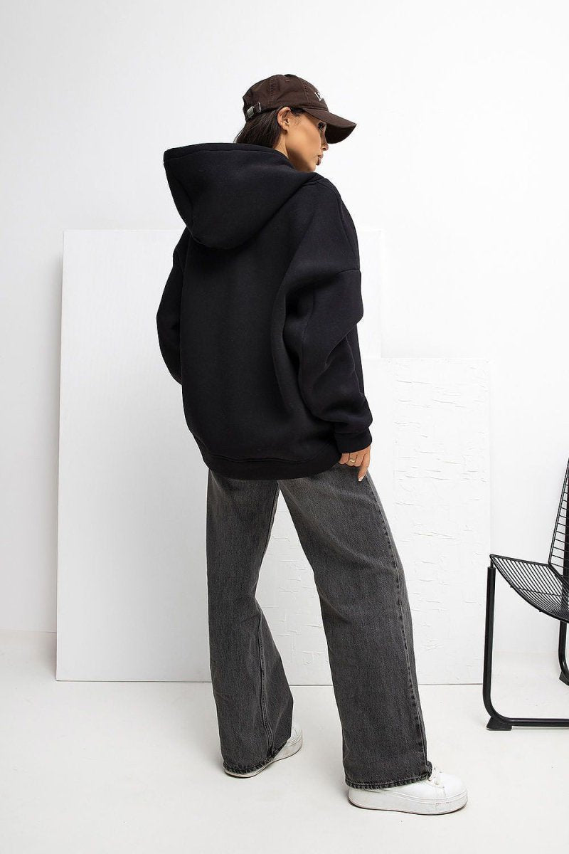 Casual Cotton Blend Hooded Sweatshirt - 