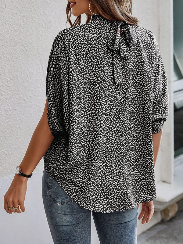 Casual Fashion Printed Slit Dolman Sleeve Top Women - Top
