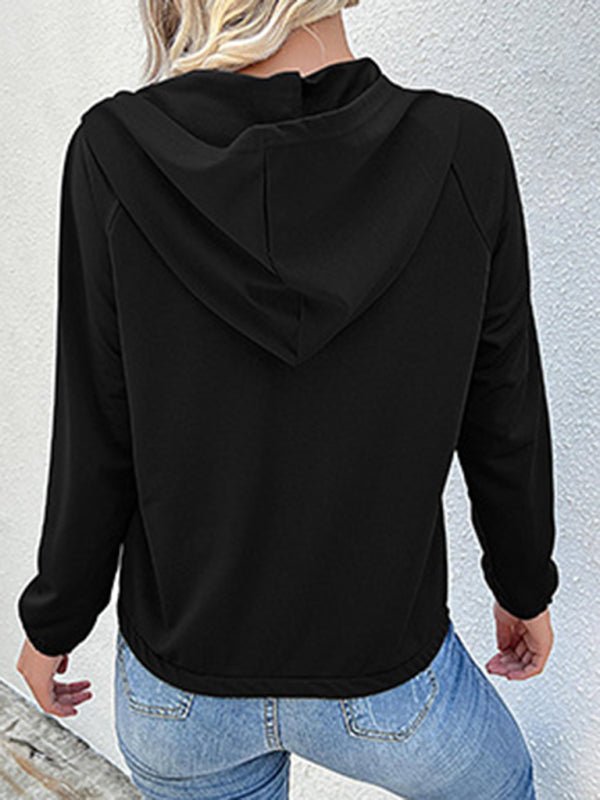 Casual Hooded Autumn - Winter Women's Sweatshirt - Outerwear