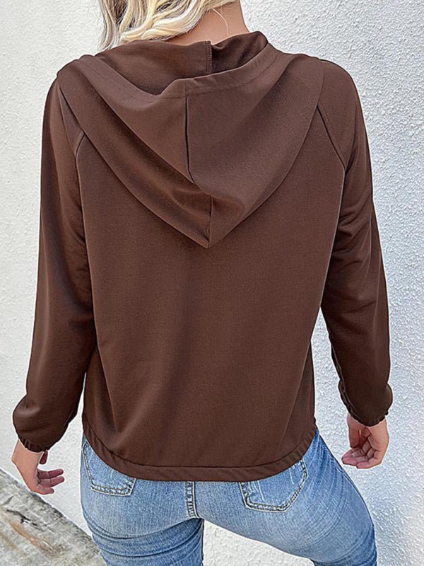 Casual Hooded Autumn - Winter Women's Sweatshirt - Outerwear