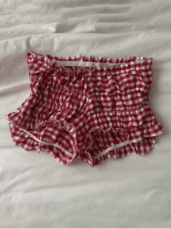 Casual Plaid Shorts Fashionable Lace Sexy Women's Low Waist Pants - Bottoms