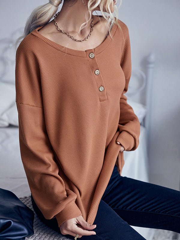Casual Solid Color Long Sleeve Knit Sweater Thin Section - Outerwear