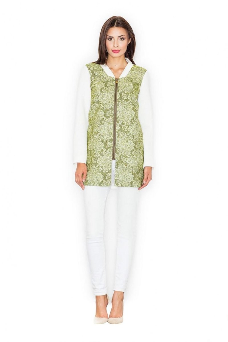 Casual - Sporty Women's Coat with Floral Motif & Stand - Up Collar – Urban Style Essential - Outerwear