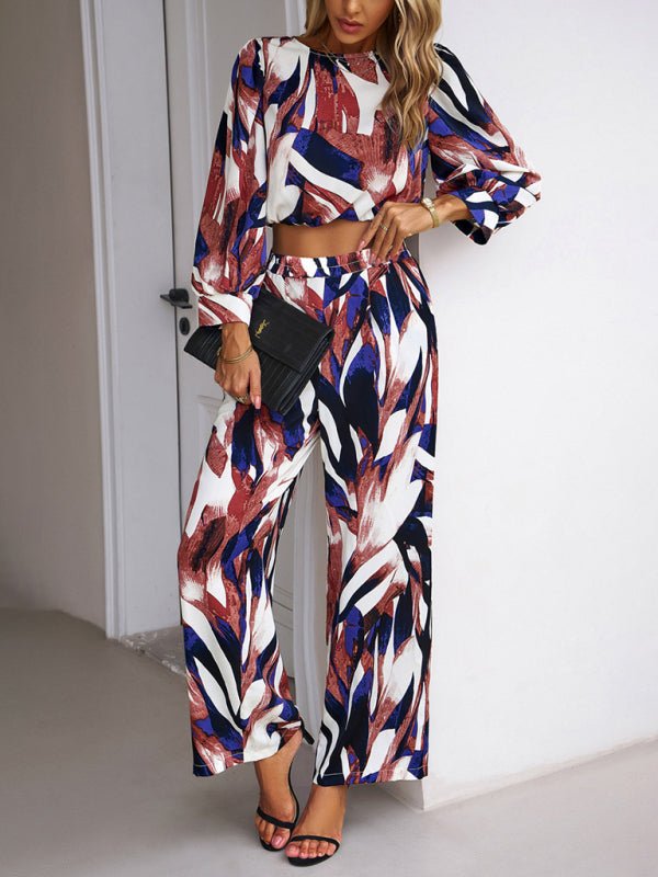 Casual vacation print trousers two - piece suit - Pant Suit