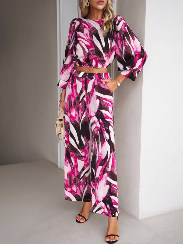 Casual vacation print trousers two - piece suit - Pant Suit