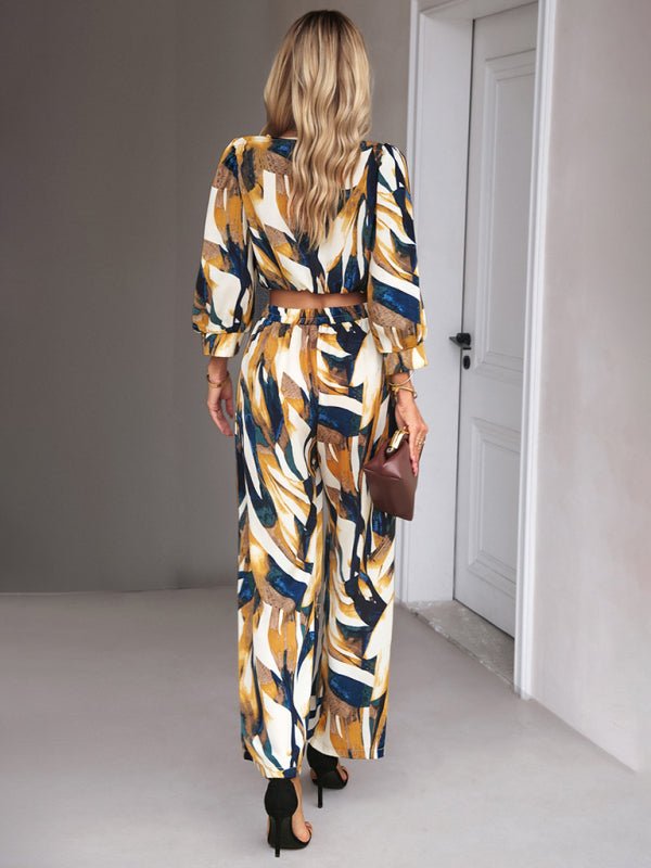 Casual vacation print trousers two - piece suit - Pant Suit
