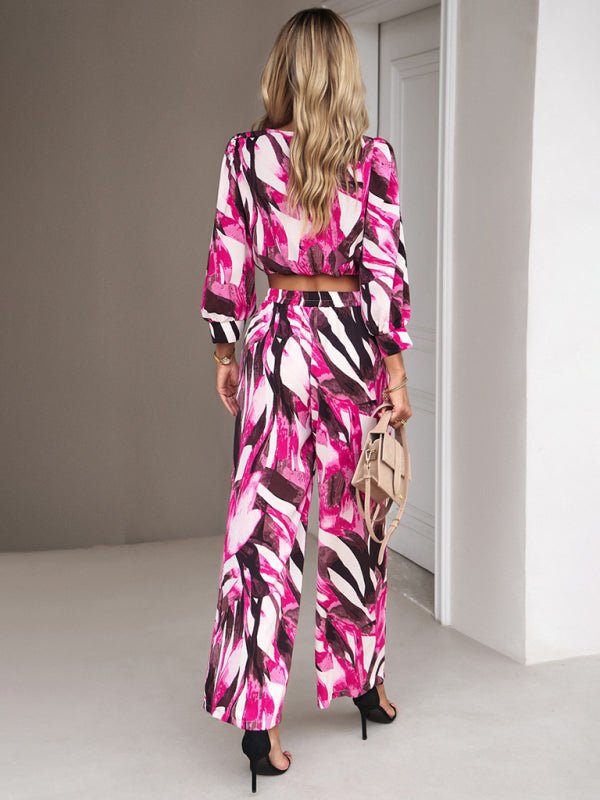 Casual vacation print trousers two - piece suit - Pant Suit