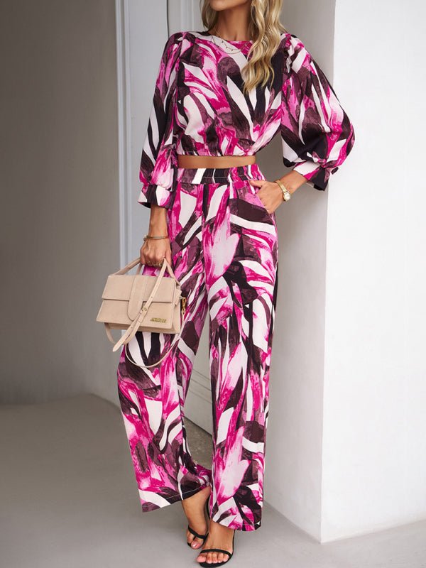 Casual vacation print trousers two - piece suit - Pant Suit