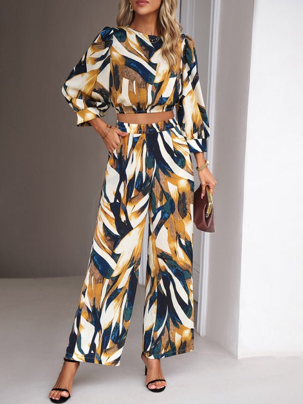 Casual vacation print trousers two - piece suit - Pant Suit