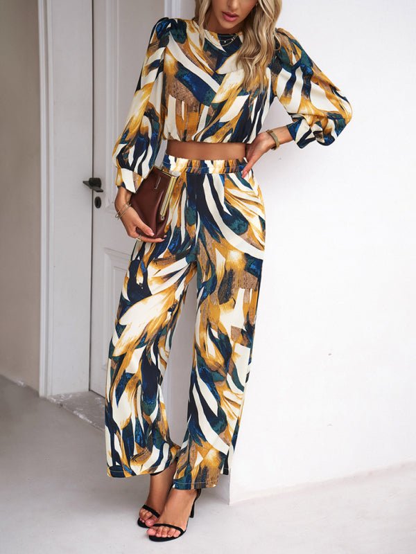 Casual vacation print trousers two - piece suit - Pant Suit