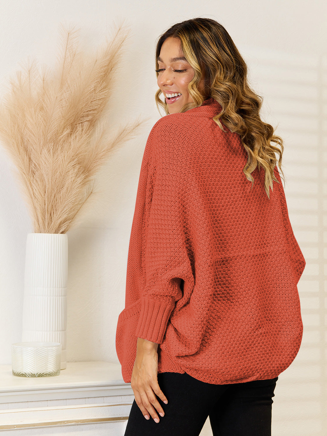 Angel Wings Open Front  Cardigan with Pockets