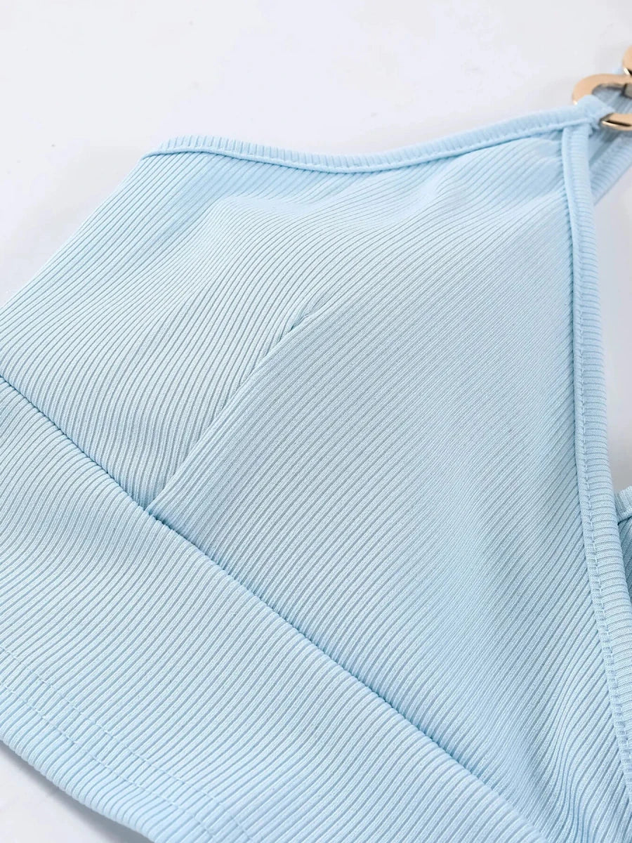 Chain Strap Ribbed Cami Top - 