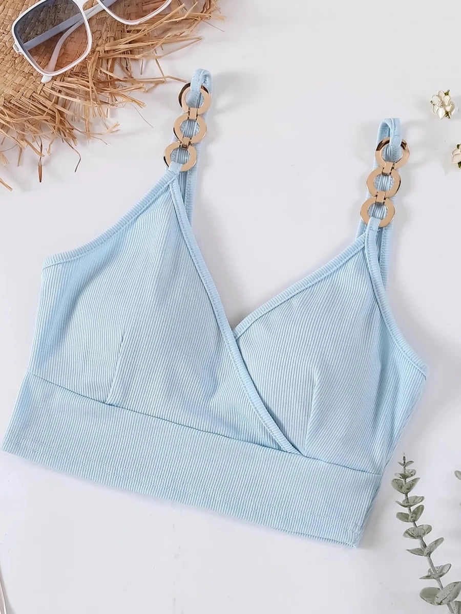 Chain Strap Ribbed Cami Top - 