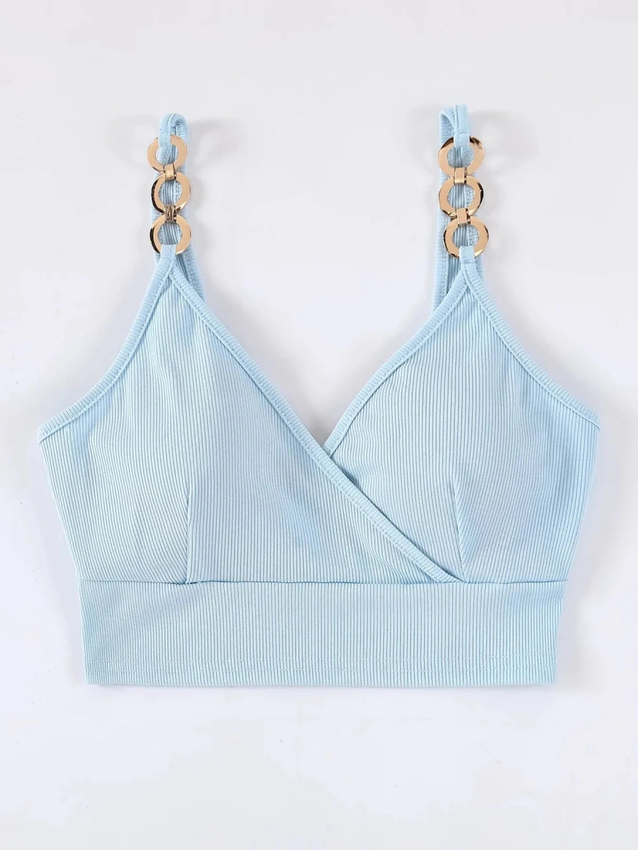 Chain Strap Ribbed Cami Top - 