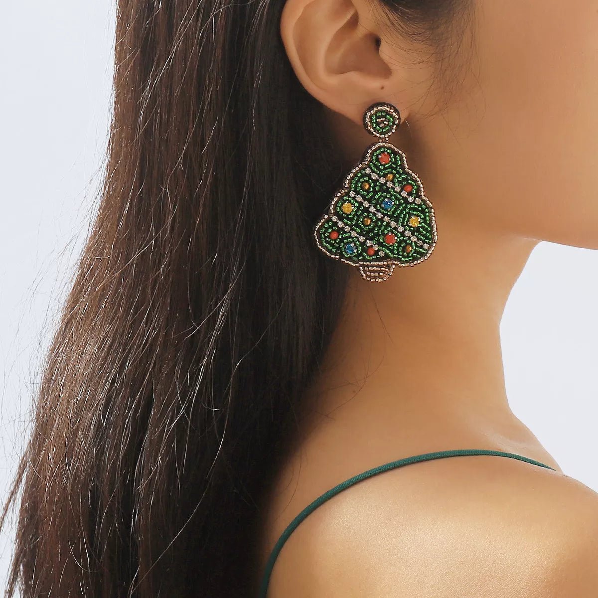 Christmas Tree Dangle Earrings - 