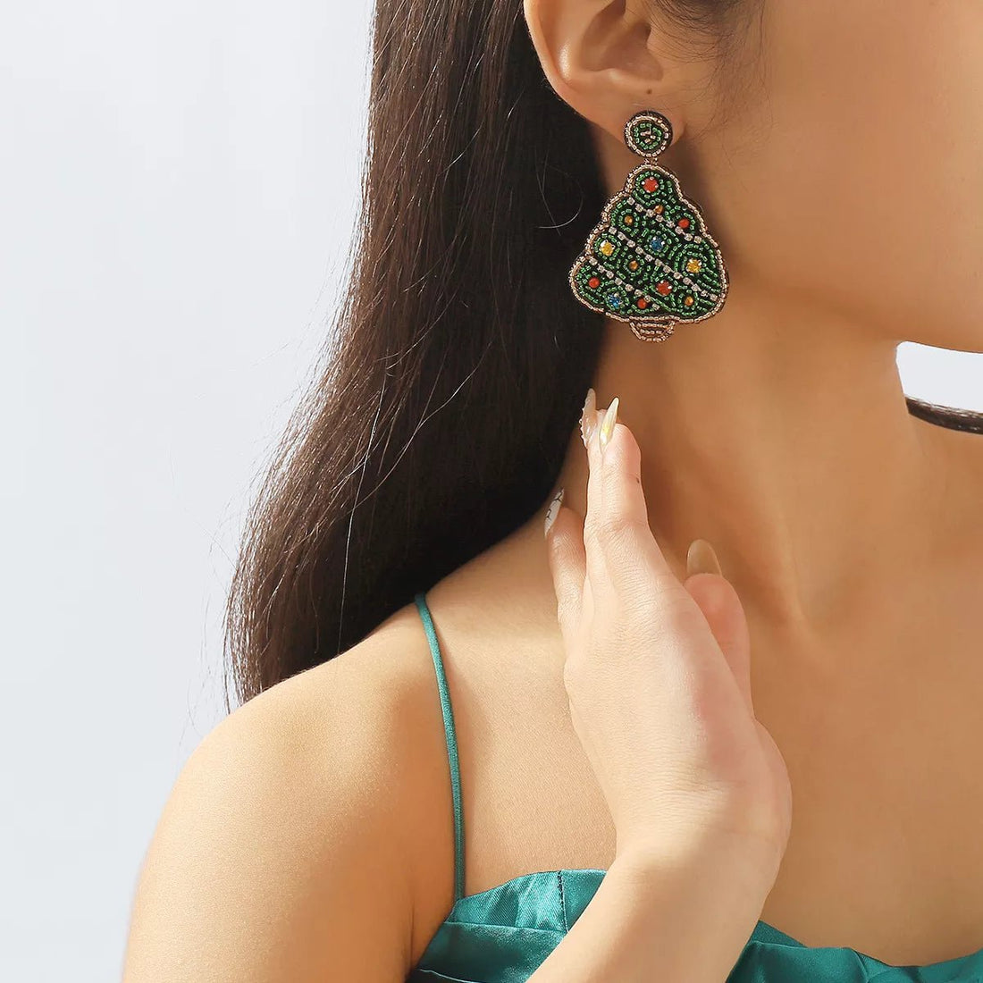 Christmas Tree Dangle Earrings - 