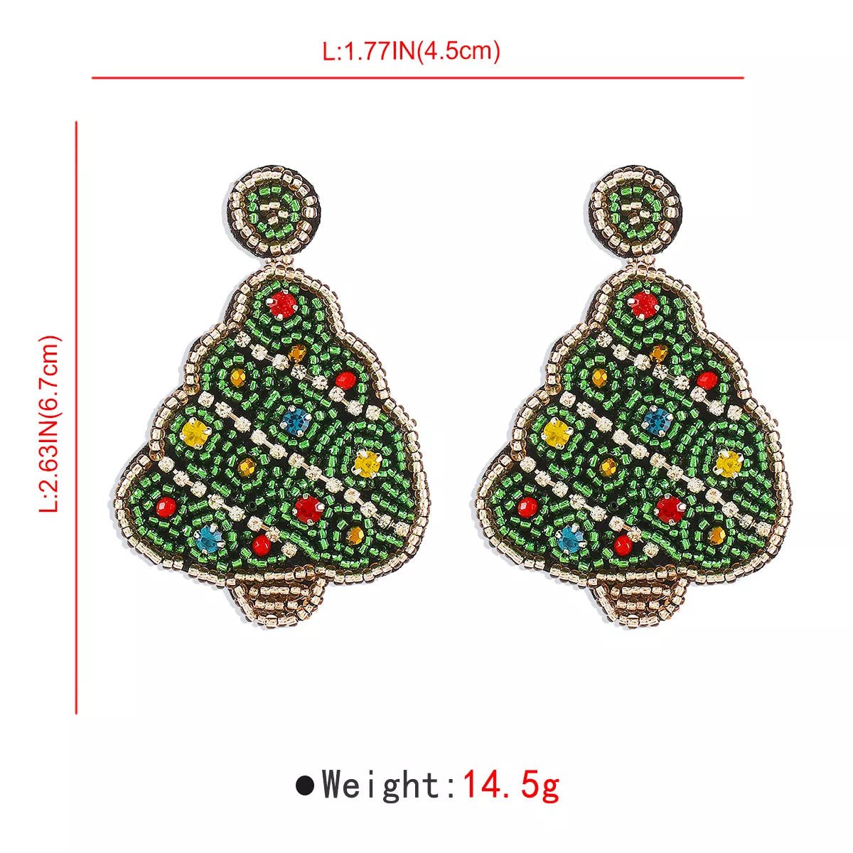 Christmas Tree Dangle Earrings - 