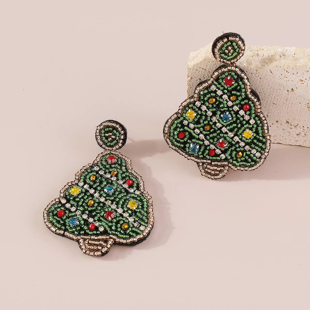 Christmas Tree Dangle Earrings - 