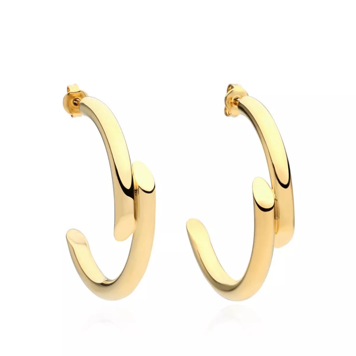 Chunky C - Hoop Earrings in Gold or Silver - 