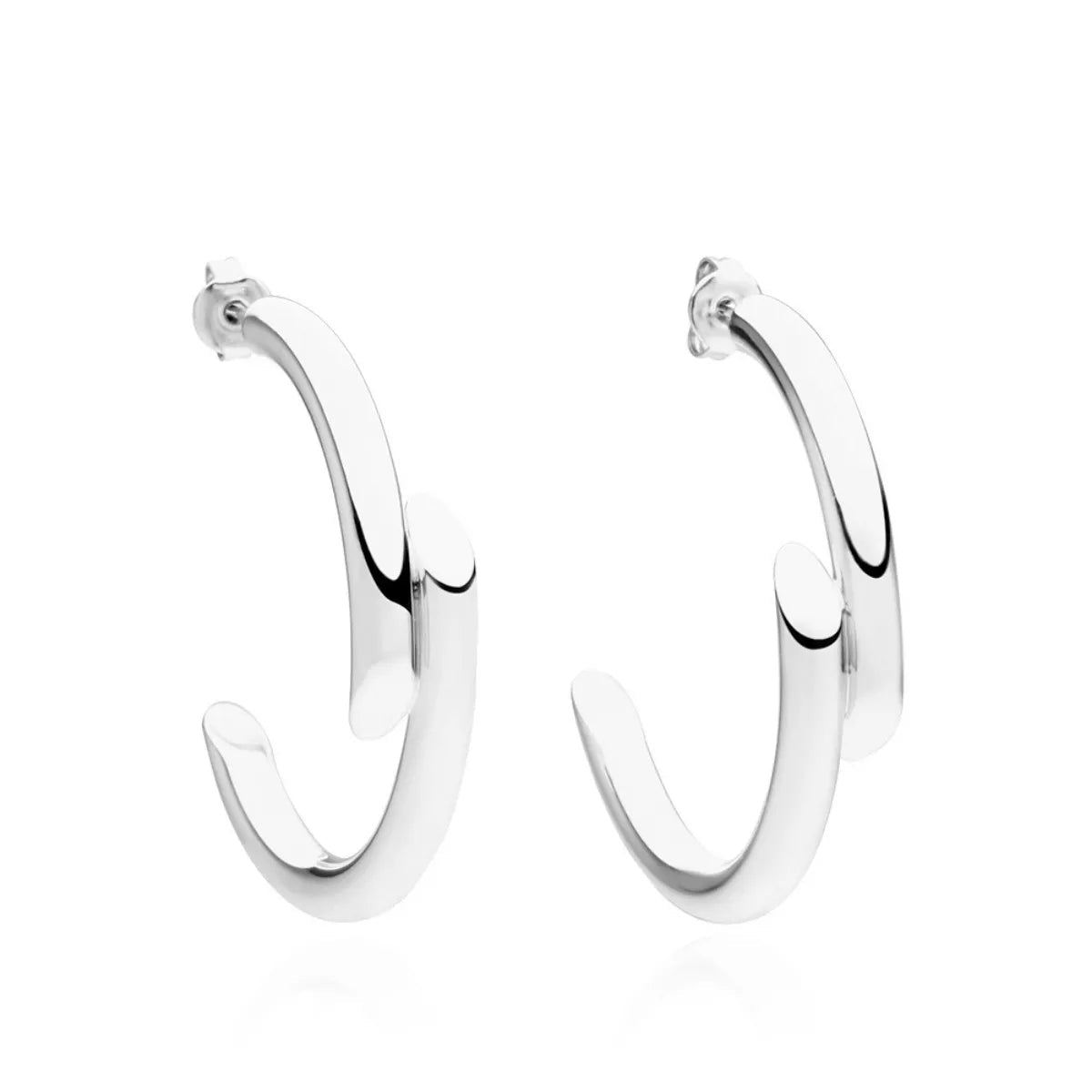 Chunky C - Hoop Earrings in Gold or Silver - 