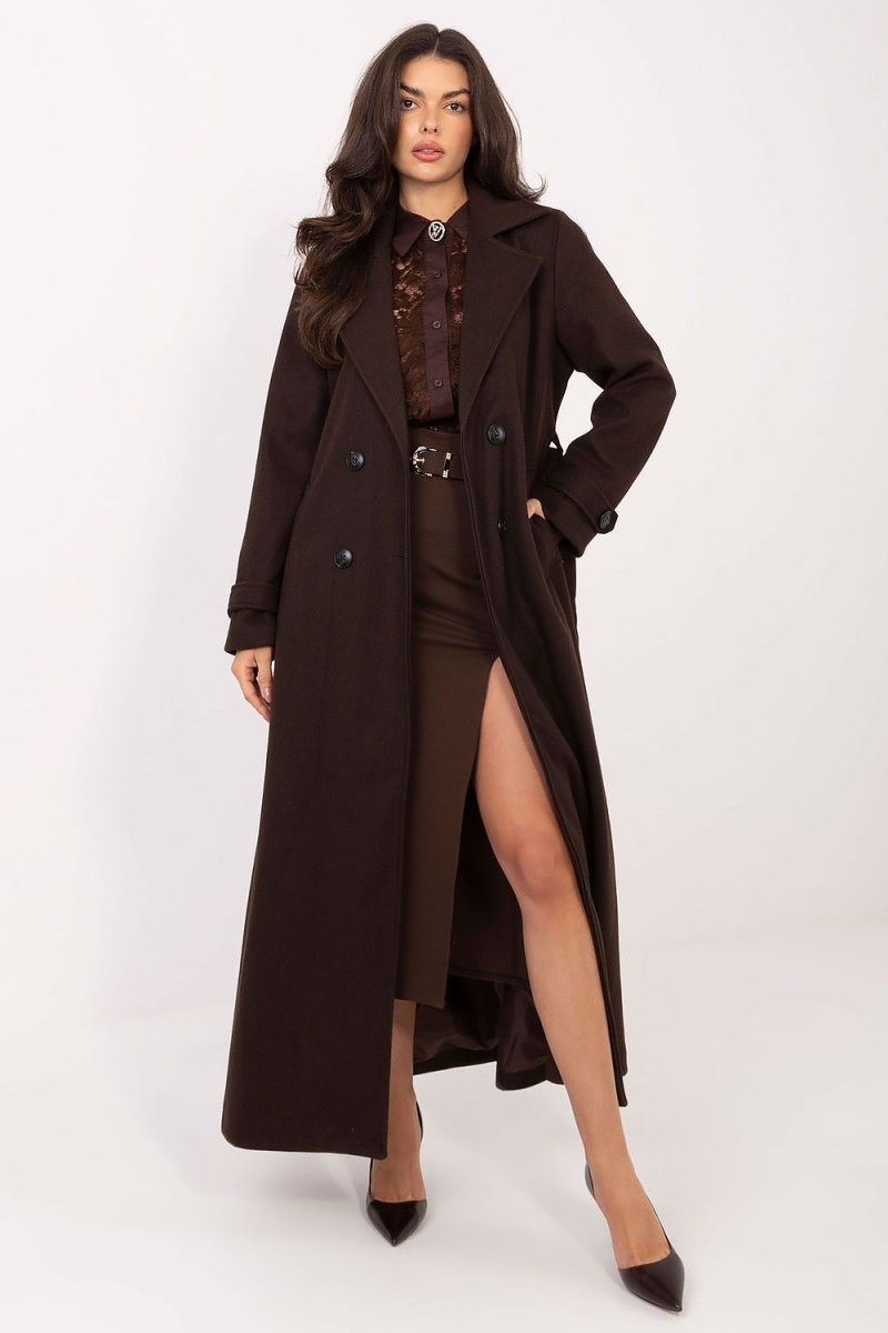Classic Lapel Double - Breasted Coat - 