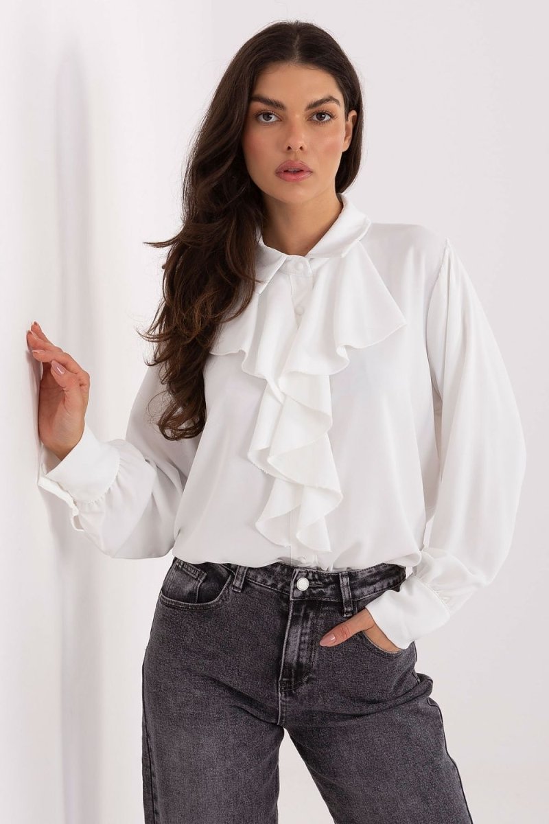 Classic Long Sleeve Shirt with Jabot - 