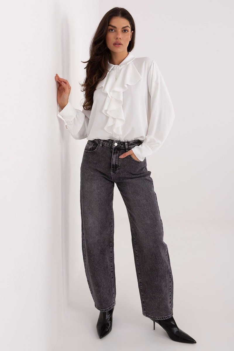 Classic Long Sleeve Shirt with Jabot - 