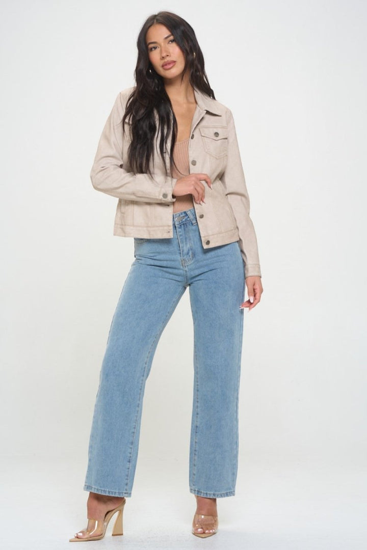 Coalition LA Button Down Cargo Vegan Leather Shacket - Outerwear