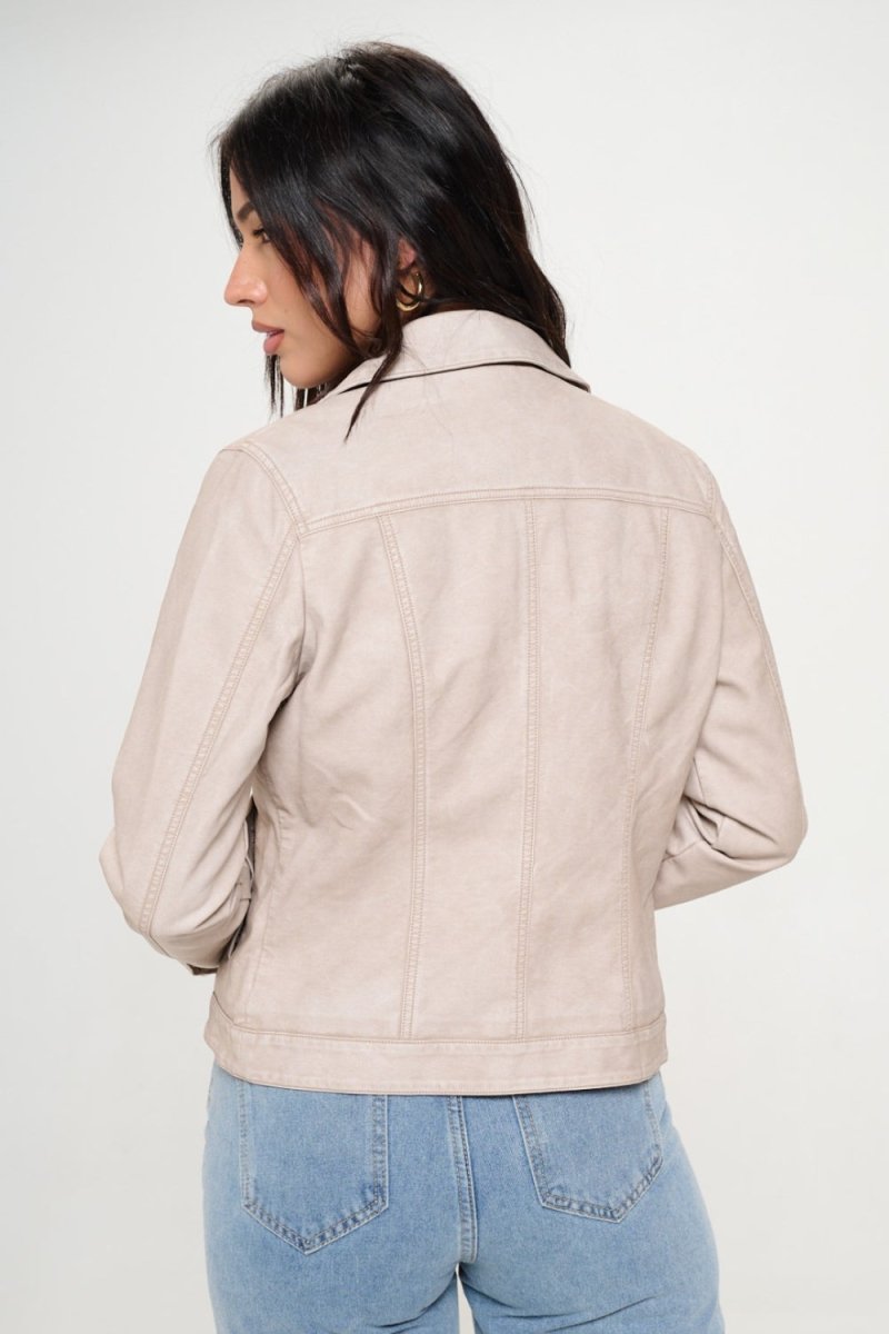 Coalition LA Button Down Cargo Vegan Leather Shacket - Outerwear