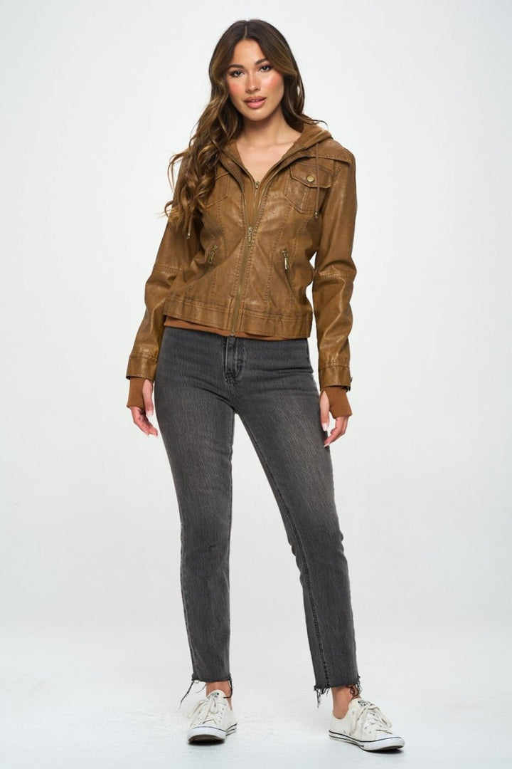 Coalition LA Double Zip Hooded Long Sleeve Jacket - Outerwear