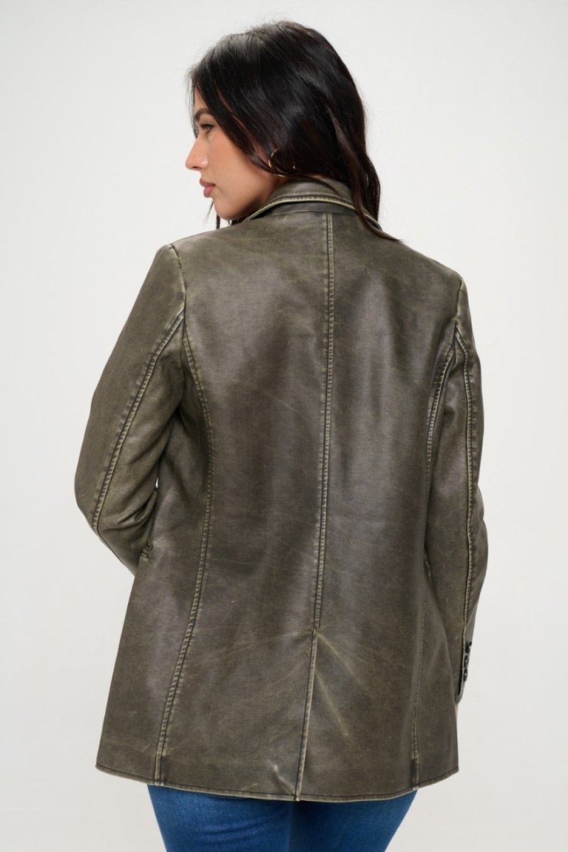 Coalition LA Single - Breasted Vegan Leather Blazer - Blazer Suit