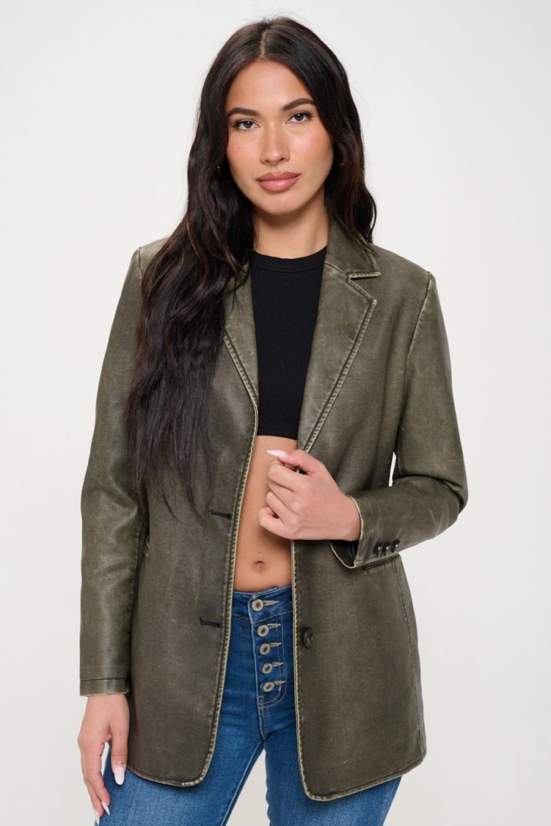 Coalition LA Single - Breasted Vegan Leather Blazer - Blazer Suit