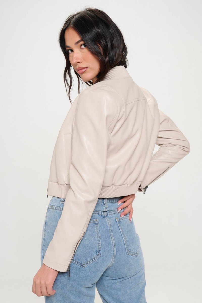 Coalition LA Zip Up Cropped Bomber Jacket - Outerwear