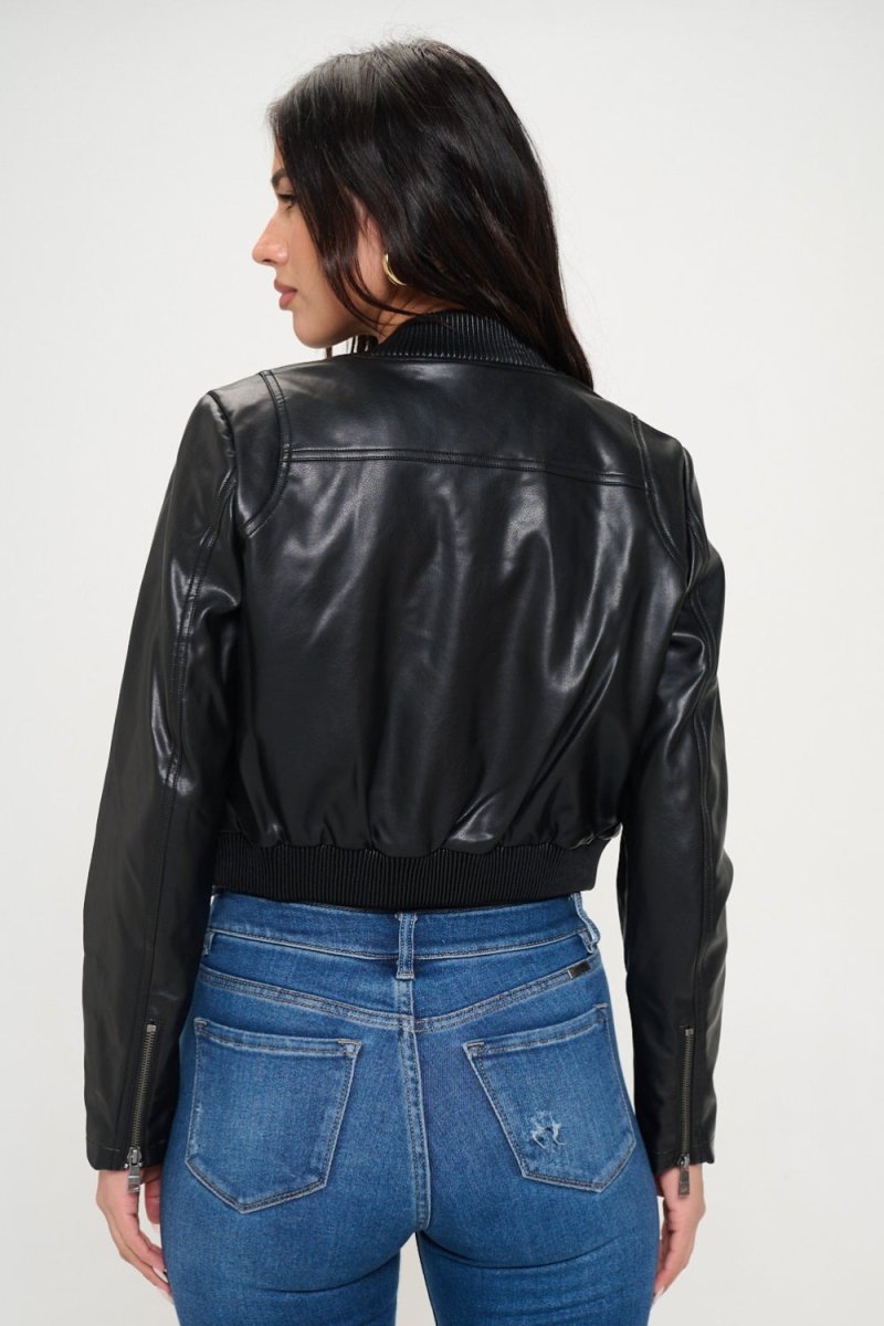 Coalition LA Zip Up Cropped Bomber Jacket - Outerwear