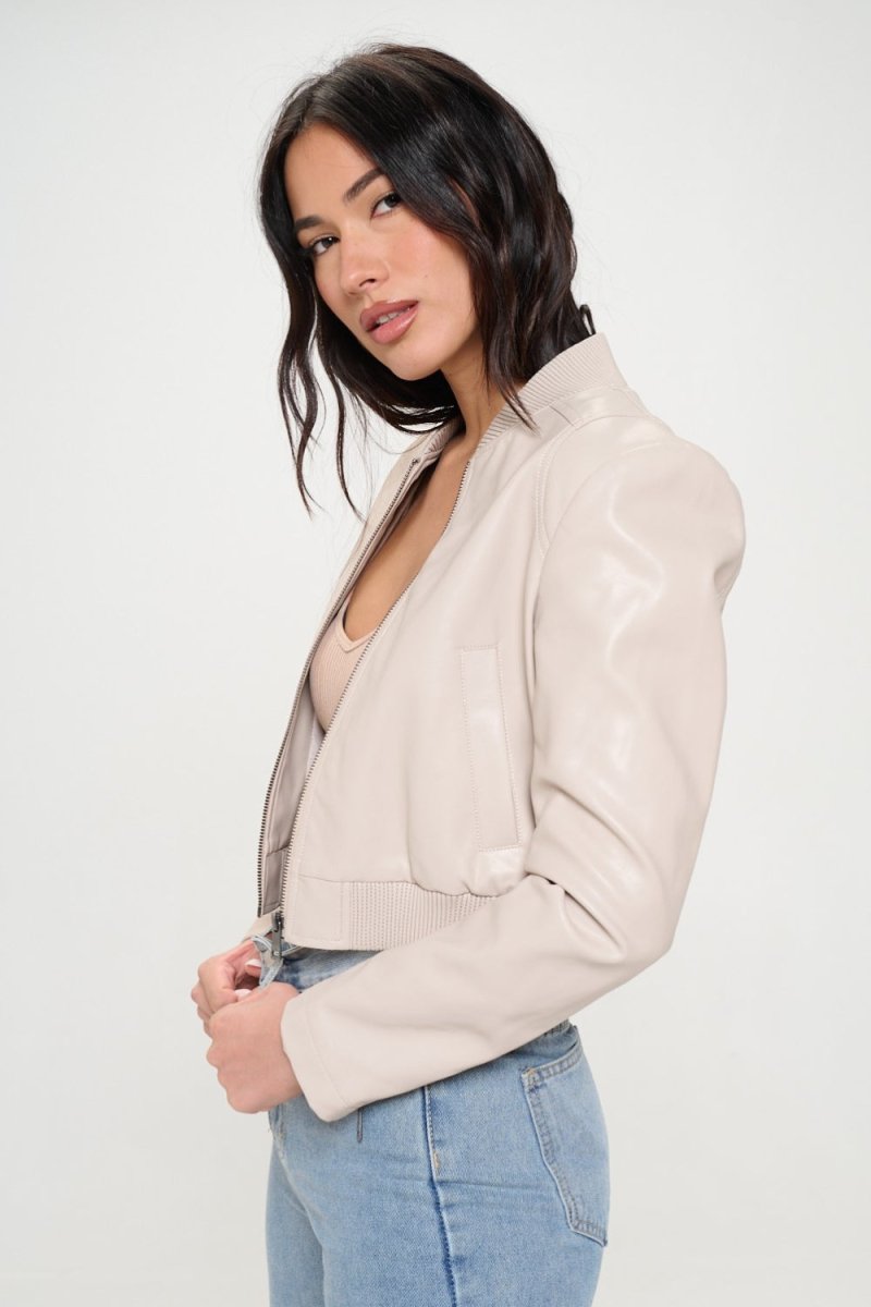 Coalition LA Zip Up Cropped Bomber Jacket - Outerwear