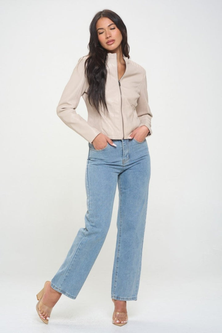 Coalition LA Zip Up Vegan Moto Jacket - Outerwear