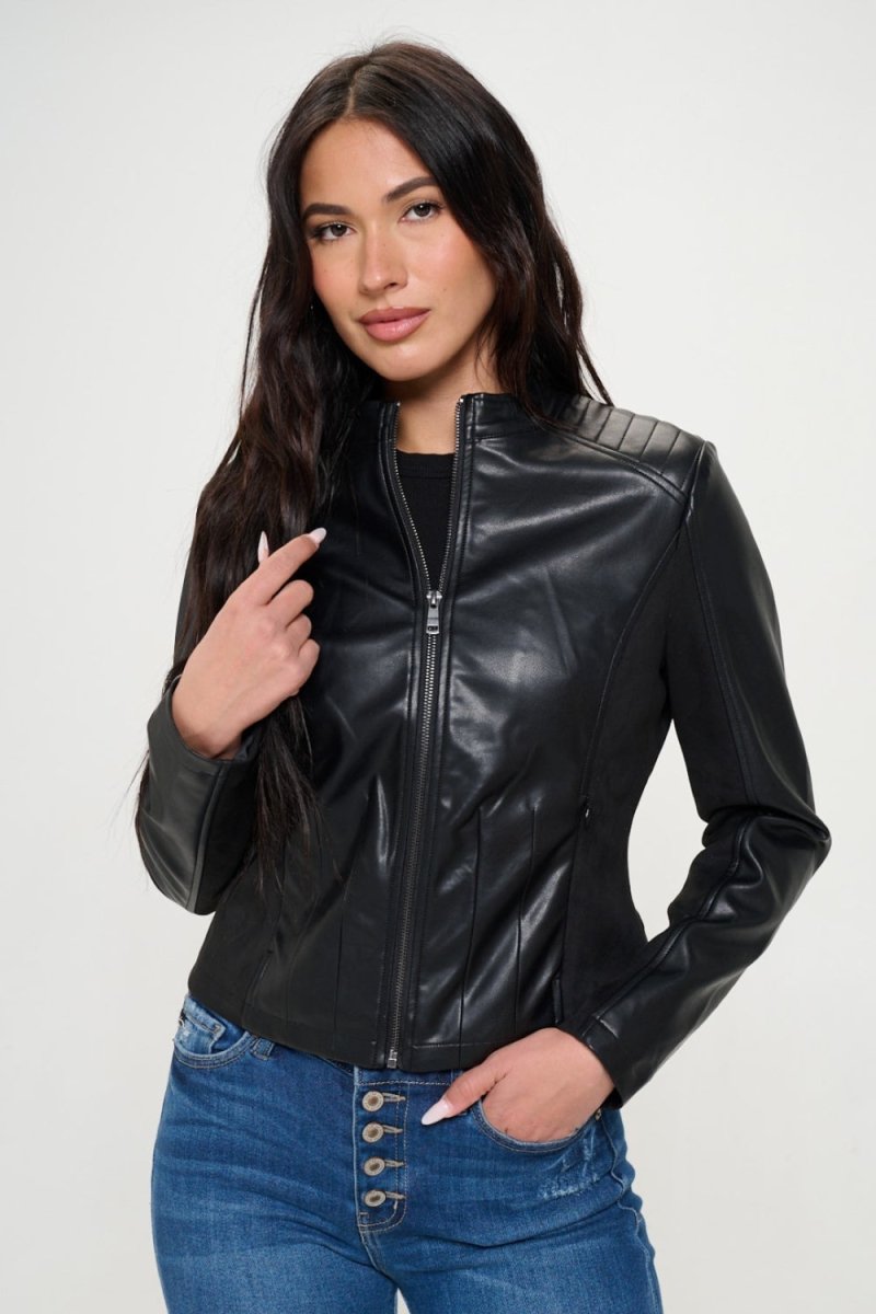 Coalition LA Zip Up Vegan Moto Jacket - Outerwear