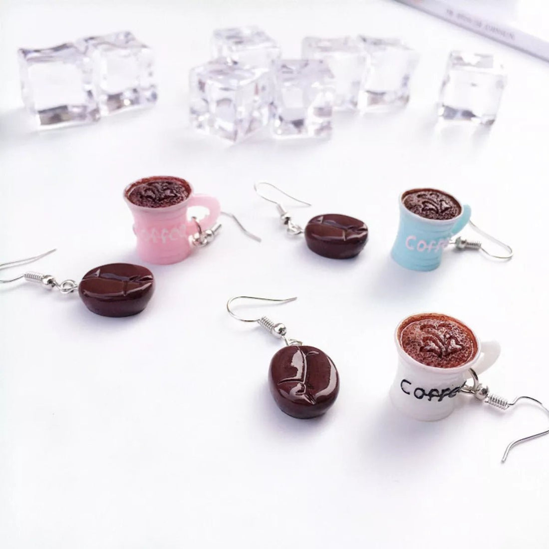 Coffee Bean and Cup Drop Earrings - 