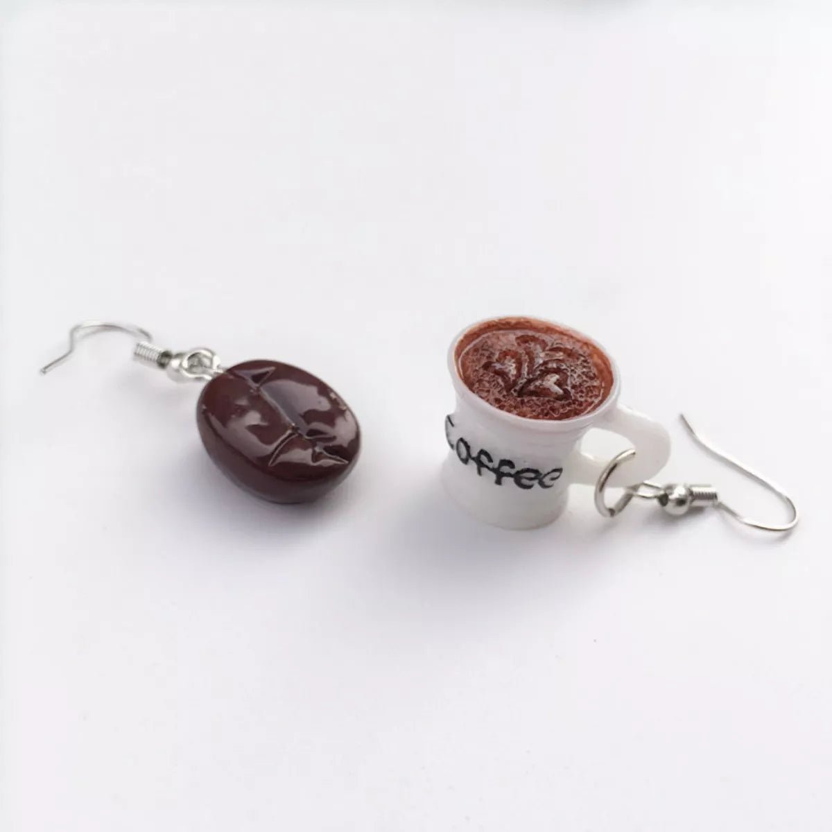 Coffee Bean and Cup Drop Earrings - 
