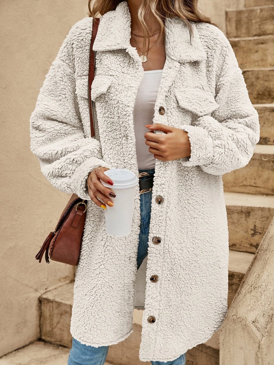 Collared Button Down Coat - Outerwear