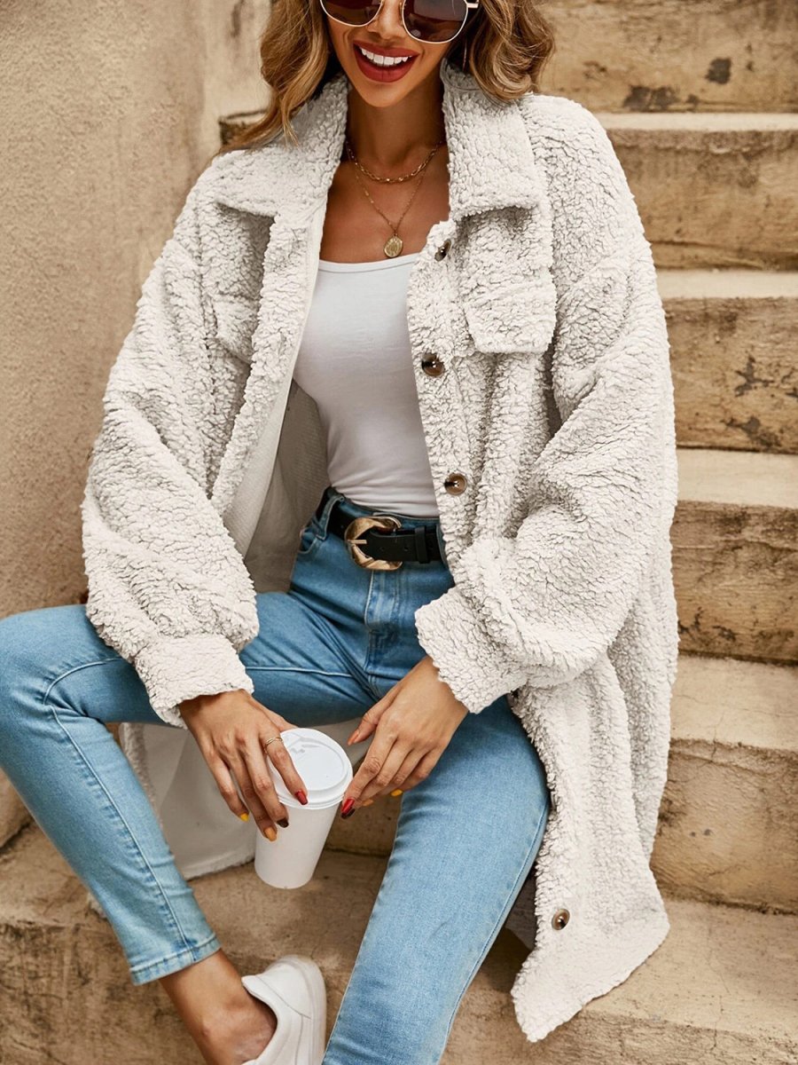 Collared Button Down Coat - Outerwear