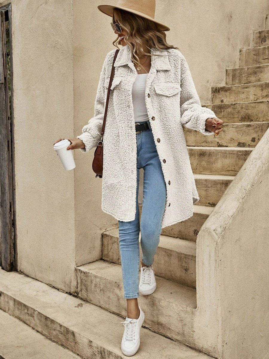 Collared Button Down Coat - Outerwear