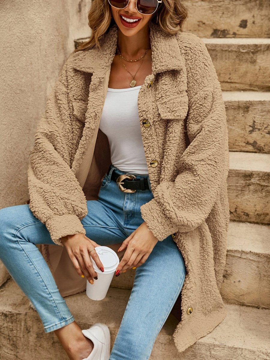 Collared Button Down Coat - Outerwear