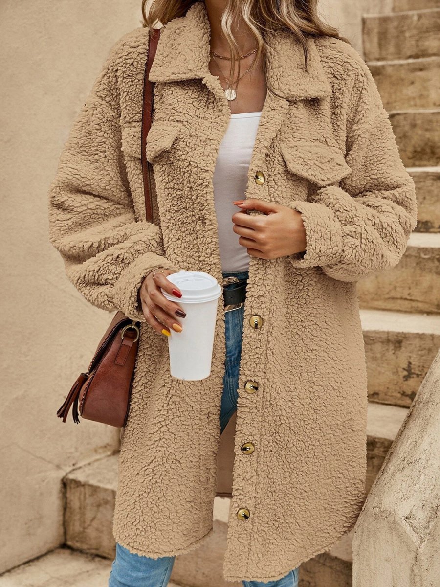Collared Button Down Coat - Outerwear